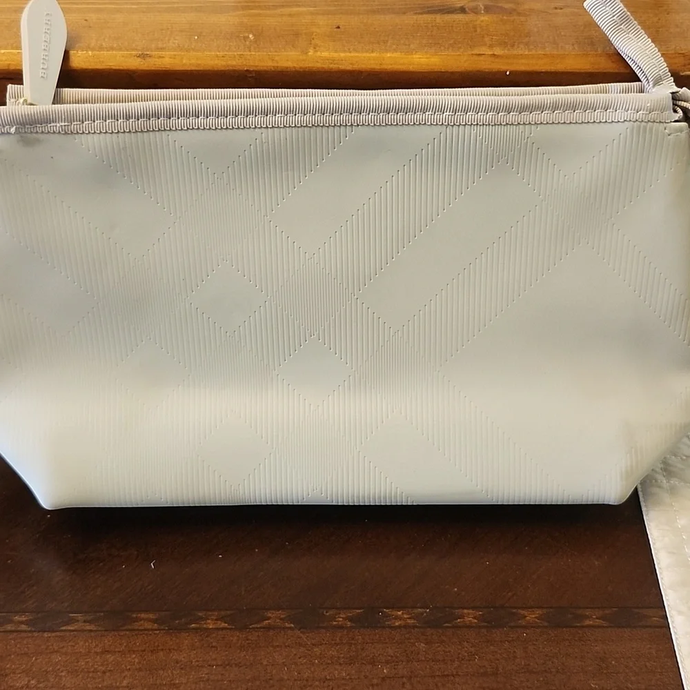 Burberry Gray Beauty Cosmetic Bag.